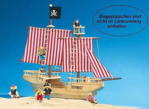 Small Foot 1920 Piratenschiff aus Massivholz, aufwendig gearbeitetes Holzschiff mit vielfältigem Zubehör, bietet enorm… – Bild 7