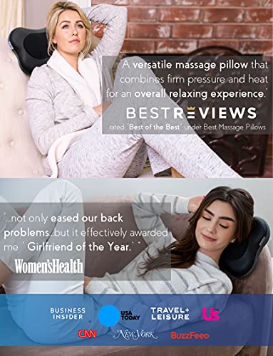 Zyllion Shiatsu Back and Neck Massager - Kneading Massage Pillow with Heat for Shoulders, Calf, Legs, Feet, Hands, Home, Office, Chair and Car - Black (ZMA-13-BK)