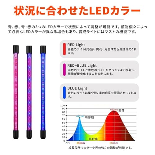 電光ホーム 植物育成ライトLED 育成ライト 観葉植物 多肉植物 10段階 調光 ライト クリップ式 4灯 日照不足解消 栽培 キット アーム自由調節 赤 青 紫 USB電源 防水IP44 タイマー機能 サイクル機能 植物 成長 植物育成 太陽光 植物用 室内栽培 屋内栽培 水耕栽培 の商品画像 2