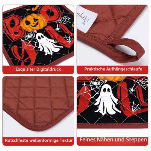 Arquiel Halloween Ofenhandschuh und Topflappen 2er-Set Baumwolle – Ansicht 3
