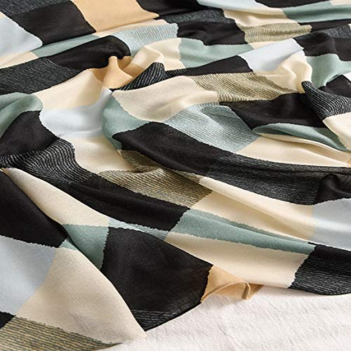 Bufanda de algodón para Mujer de Verano a Cuadros Playa Hijab Chales y Abrigos Pañuelo de Diseñador Foulard Femenino (Color : C)
