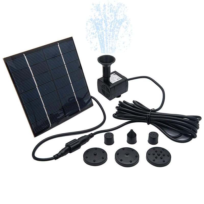 Solar Fountain Pump,with Separate Solar Panel,1.5W Upgraded Water Pump,3M Long Cable & 5 Nozzles for Bird Bath,Outdoor Pond,Patio Garden and Fish Tank (Black-B) โ image 1