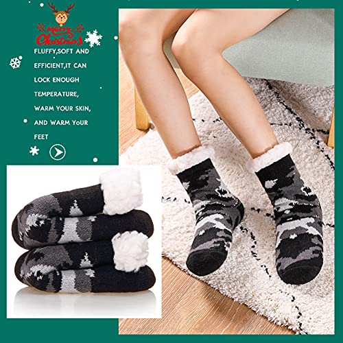 Kids Boys Girls Fuzzy Slipper Socks Soft Warm Thick Fleece lined Christmas Stockings For Child Toddler Winter Home Socks2