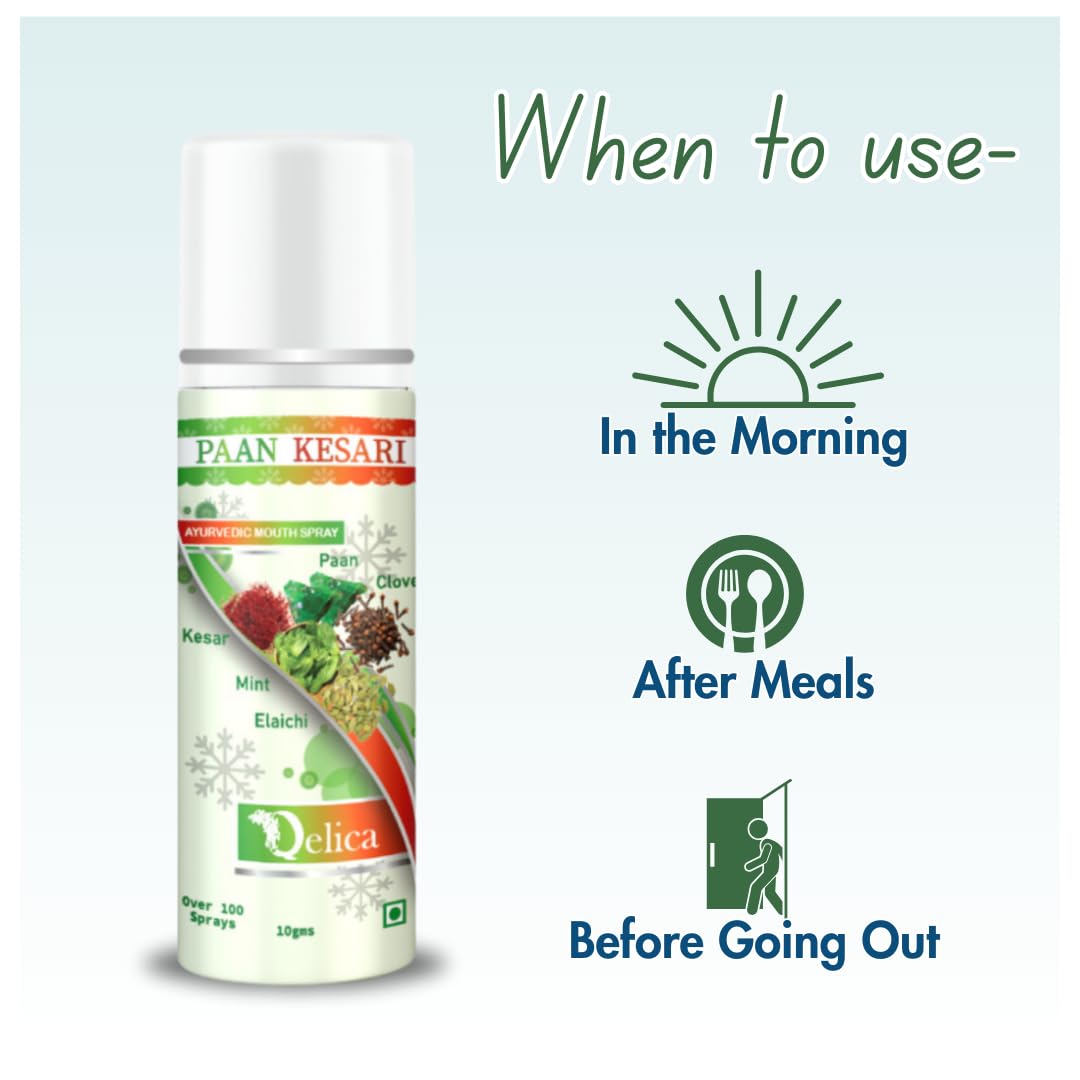 Qelica Paan Kesari Ayurvedic Mouth Spray for Oral Hygiene Fresh Breath 100+ Spray for Men and Women Long Lasting, Pocket Friendly Pure & Natural 2