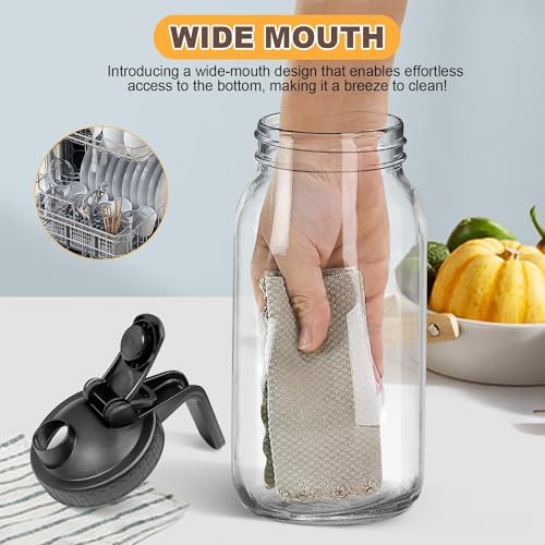 Image of ANKUL Cold Brew Coffee Maker Glass Pitcher Set - 1.8L Mason Jar with Stainless Steel Filter & Cleaning Brush - Iced Coffee Brewer with Lid & Handle for Home or Office (Ankul - 11)