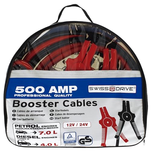 S SUMEX Cables de Arranque para Batería de Coche Pinzas de Batería en Bolsa para Guardar 350A 3,5 Metros 25 mm GS – Tüv