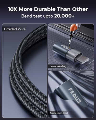 Image of FEDUS ZETTA 100W Type C to Type C Fast Charging Cable Compatible For Iphone 17 /16 /15, Samsung S26 /25 /24, Nothing 3 /2 /1, Ultra Fast Charging Cable