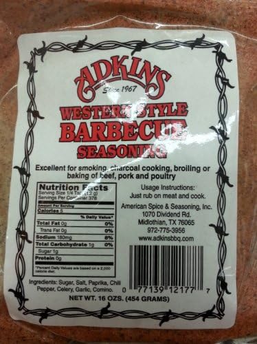 Adkins Western Style Barbecue Seasoning 16 Oz Bags (Pack of 6)