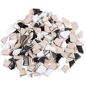 HEALLILY 200g Broken Ceramic Mosaic Tiles Ceramic Mosaic Pieces Chips Ceramic Tiles Pieces Glazed Tiles for DIY Crafts Mosaic Stone Home Decor (Black White)