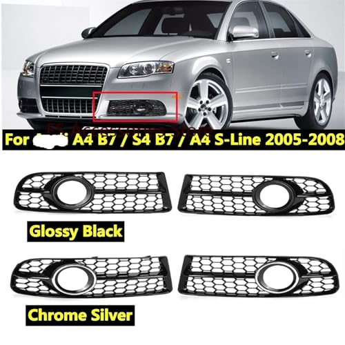 Grille de phare antibrouillard A4 B7 SLine en nid d'abeille noir brillant