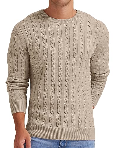 Askdeer Men's Pullover Sweater Crewneck Cable Knit Long Sleeve Sweater Classic Soft Knitted Sweaters with Ribbing Edge4