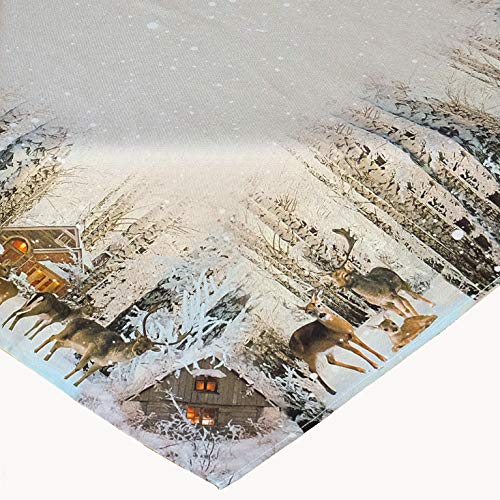 Kamaca - Mantel de 85 x 85 cm, diseño de ciervo en el bosque de invierno, una joya en invierno (mantel de 85 x 85 cm)