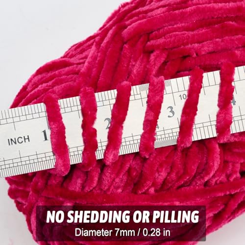 Image of Soft Velvet Chenille Yarn for Crocheting, Super Bulky Yarn for Blankets | Fluffy, plush yarn for crochet and knitting blankets, amigurumi, cushions and handmade gifts for cozy DIY projects.