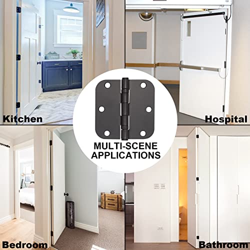 3 Pack Matte Black Door Hinges Black 3.5 x 3.5 Inch Interior Door Hinges 3 1/2 Inch Thicken with Round 5/8" Radius Corners, Hardware Door Hinge Replacement - Image 7