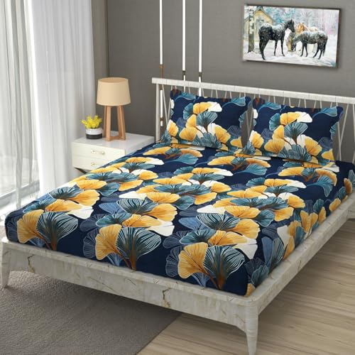 Image of Vram Premium Heavy Cotton Flat Bedsheets with 2 King Size Pillow Covers || Double Bed 350 TC || 90 x 100 Inch King Size Flat || :-