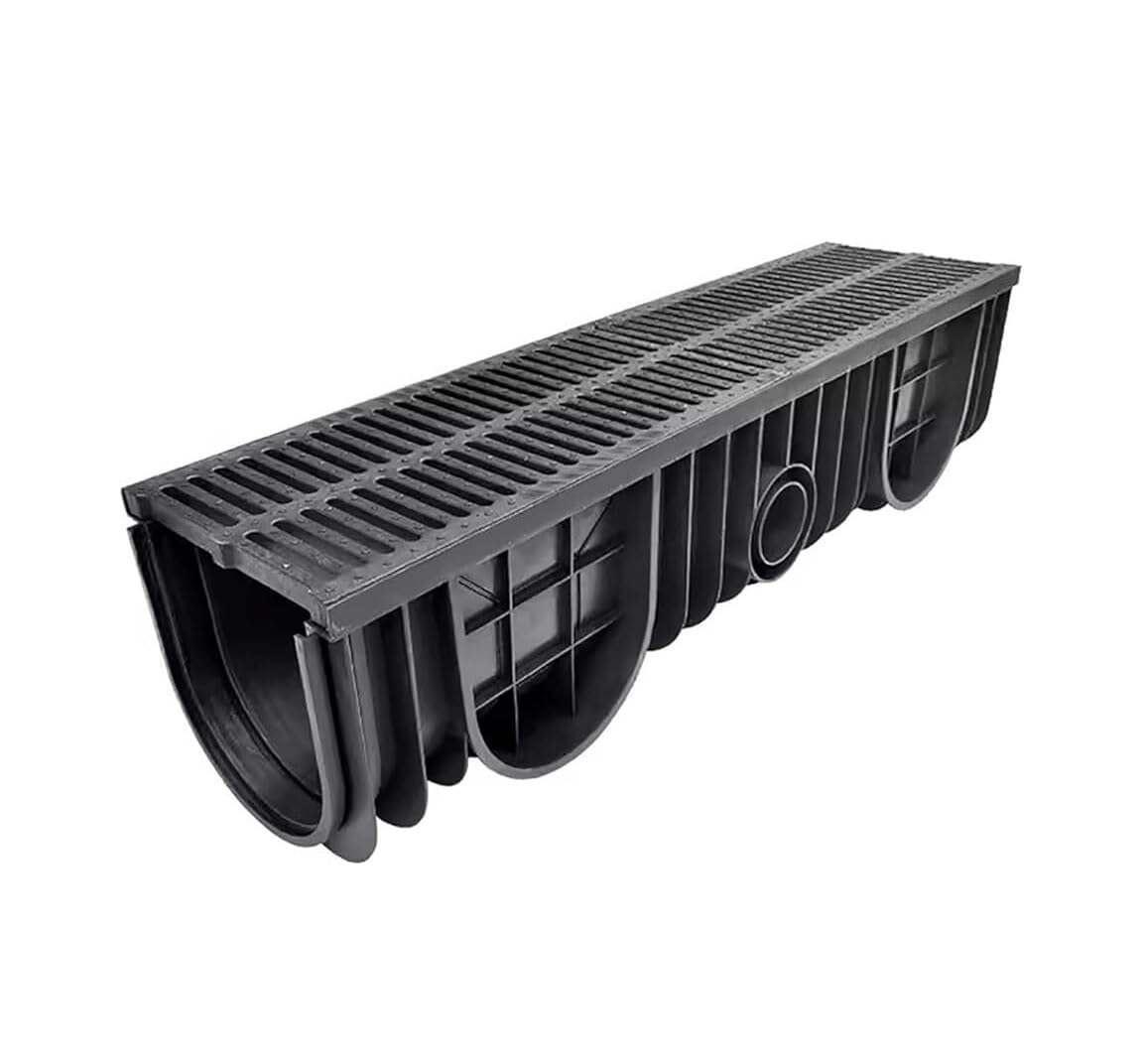 Durable U-Shaped Linear Drainage Channel with Grates for Yard, Patio, and Kitchen - Efficient Water Management Solution(1000x200x200mm)