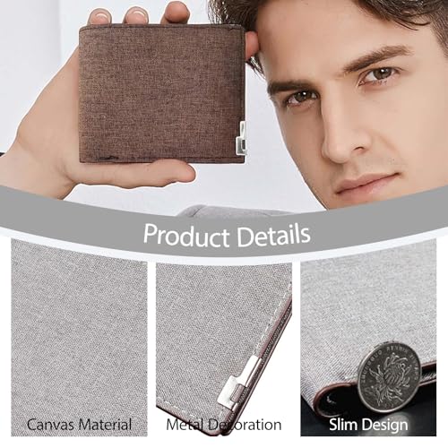 Mens Wallet Slim Credit Card Holder Wallet for Men and Boy, Man Small Wallet Bifold Credit Card Wallet Canvas Mens Slim Wallet Lightweight and Portable for Pants Pockets (Canvas, Black)4