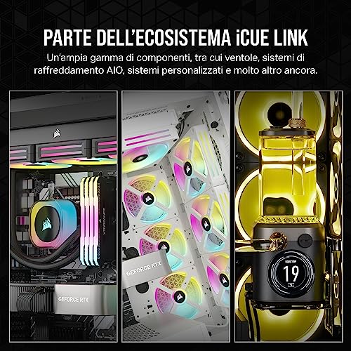 iCUE Link H100i RGB Dissipatore a Liquido per CPU - AIO da 240 mm - Ventole RGB QX120 - Compatibile con Intel LGA 1700, AMD AM5 - Hub di Sistema iCUE Link Incluso - Bianco - Mouse gaming - Immagine 8