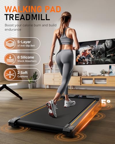 Image of Walking Pad Treadmill，BestGod Walking Vibration Pad with Incline,330lbs Capacity Under Desk Treadmill for Home, 2.5HP Foldable Treadmills with Remote Control
