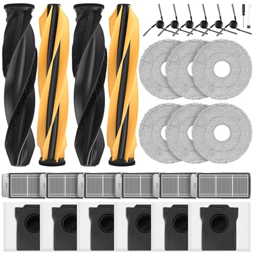 30 Stück Zubehör für Dreame X50 Ultra Complete/L50 Pro Ultra/L40s Pro Ultra/Mova V50 Ultra Complete/Matrix10 Ultra Saugroboter | 4 Hauptbürste 6 Staubbeutel 6 Filter 6 Wischpads 6 Seitenbürsten