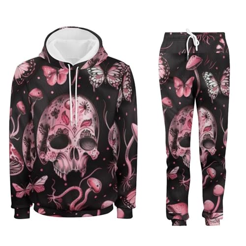 Survêtement squelette 3D pour homme avec sweat à capuche et pantalon long noir
