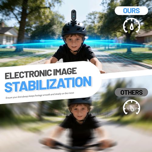 Image of Intepoll Upgraded Image Stabilization 4K 64GB Mini Body Camera, POV PRO Action Camera, Wearable Thumb Video Recorder Underwater Helmet Mount, Magnetic Sport DV for Bike Cycling, Pet, Vlogging(Black)