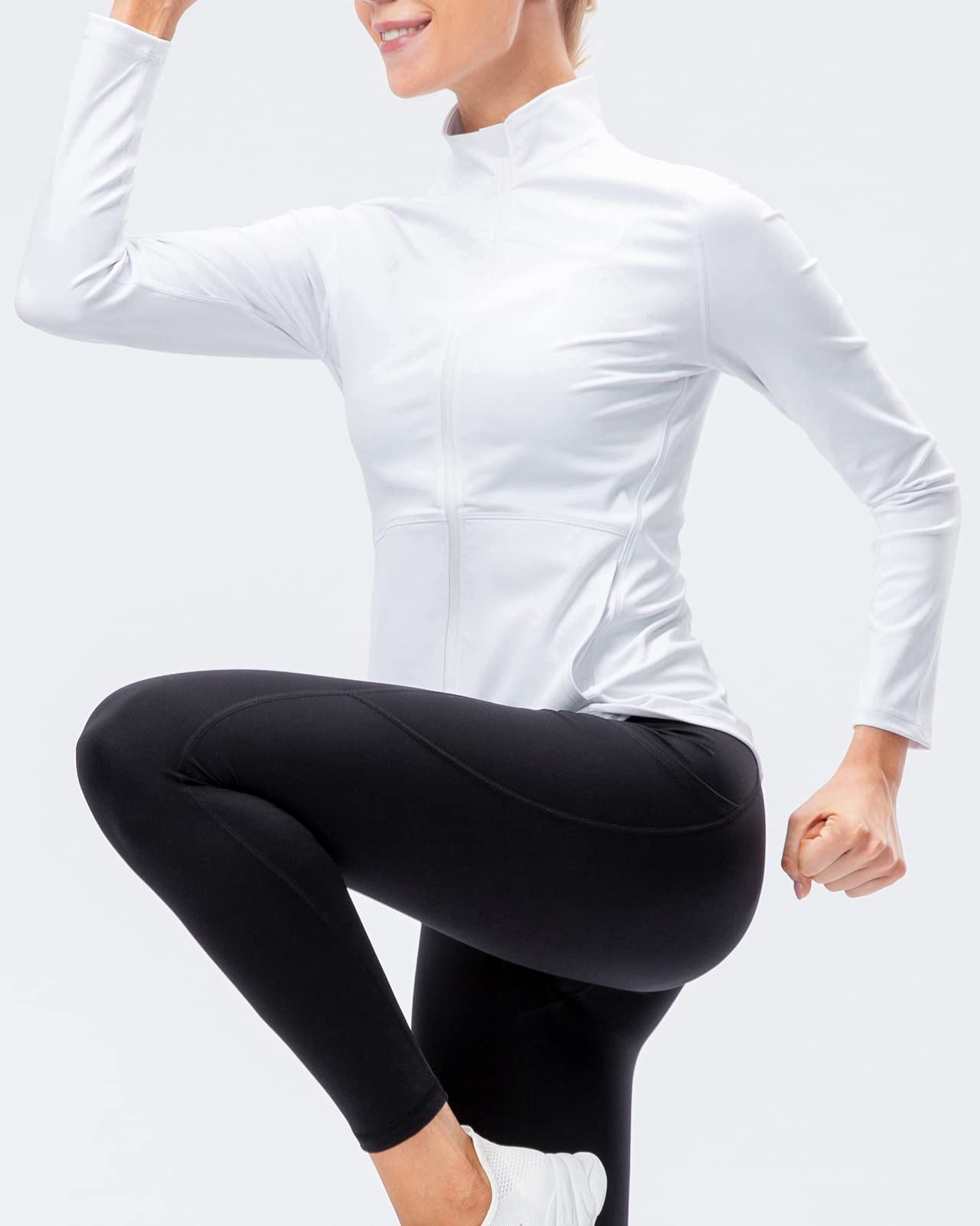 Maglia Termica da Donna a Maniche Lunghe Maglietta da Corsa con Zip Traspirante per Yoga Fitness Jogging Ciclismo