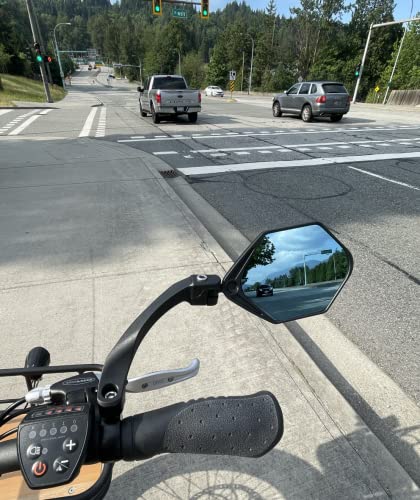 Hafny 2023 New Handlebar E-Bike Mirror, Large Surface Mirror, Hd Automotive Grade Glass Bicycle Mirror, Safe Blast-Resistance Cycling Mirror, (Hf-M904-Fr01B) (Anti-Glare Blue Glass Right) #TOP6