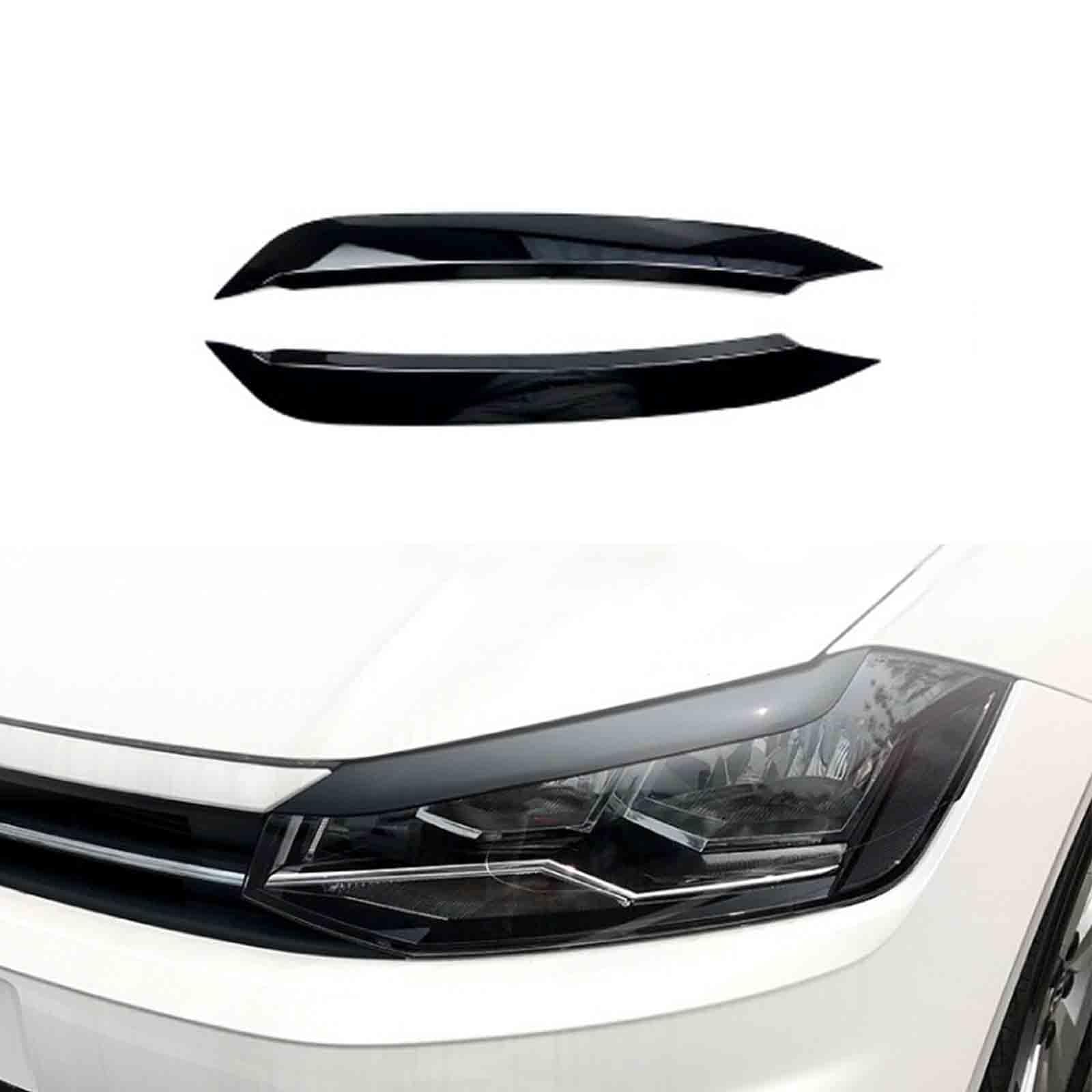 YPFYBHD Compatible with VW POLO MK6 2018+, 1 Pair Car Headlight Eyebrow Eyelid Lamp Car Evil Eye Car Sticker Exterior Accessories Modification,Black