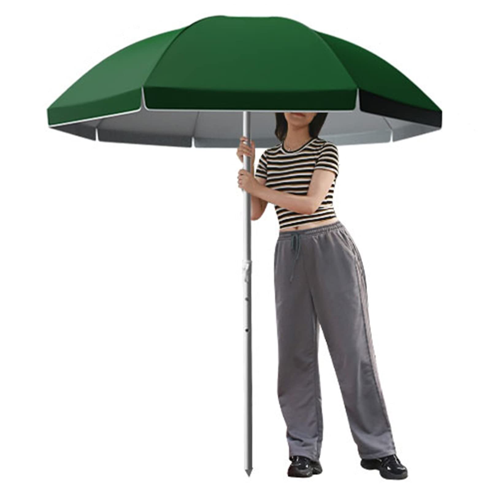 Parasol Tarasowy Z Filtrem Uv I Parasolem Basenowym Z Żelaznym Drążkiem, Parasol Zewnętrzny Z Korbą,Green-2.2m/7.2ft
