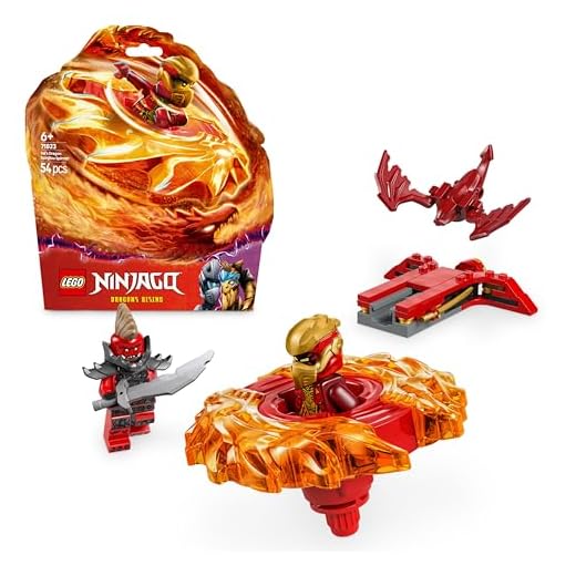 LEGO NINJAGO Kai’s Dragon Spinjitzu Spinner with 2 Minifigures & Flying Elements - Ninja Building Toy for 6+ Year Old Boys & Girls - Small Gift Idea - 71823