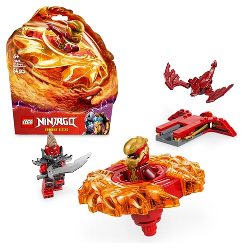 LEGO Ninjago Spinjitzu Spinner do dragão de Kai de brinquedo, jogo ninja de batalha com peonza e 2 mini figuras de personagens da série, presente para meninos e meninas de 6 anos ou mais 71823