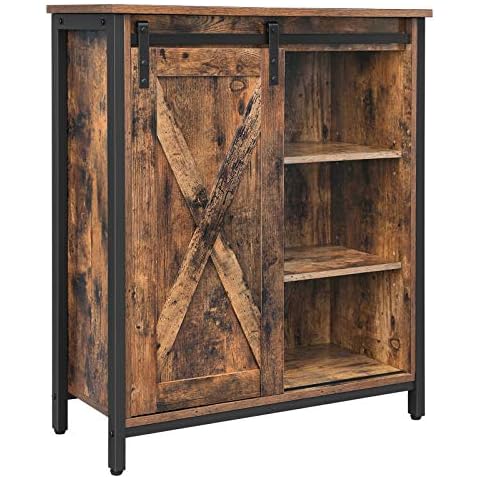 VASAGLE Adjustable Storage Cabinet with Sliding Door Cover