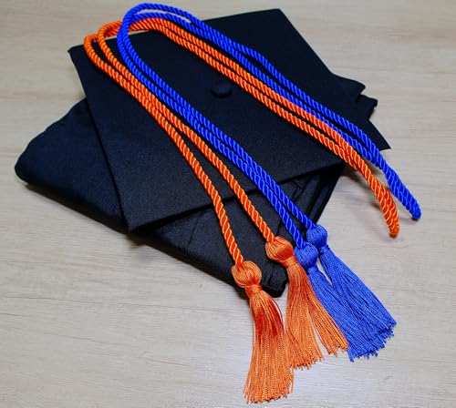 Image of Double Graduation Honor Cords - Royal Blue and Orange,68 inch Long