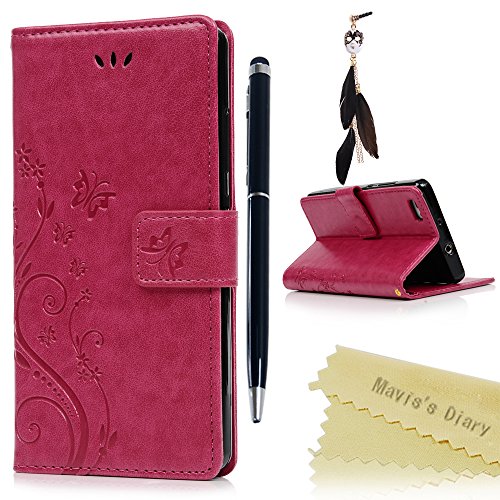 Funda Huawei P8 Lite (Versión 2015), Carcasa Libro PU Premium Leather Cuero impresión - Mavis's Diary Flip Case Cover Con TPU Goma...