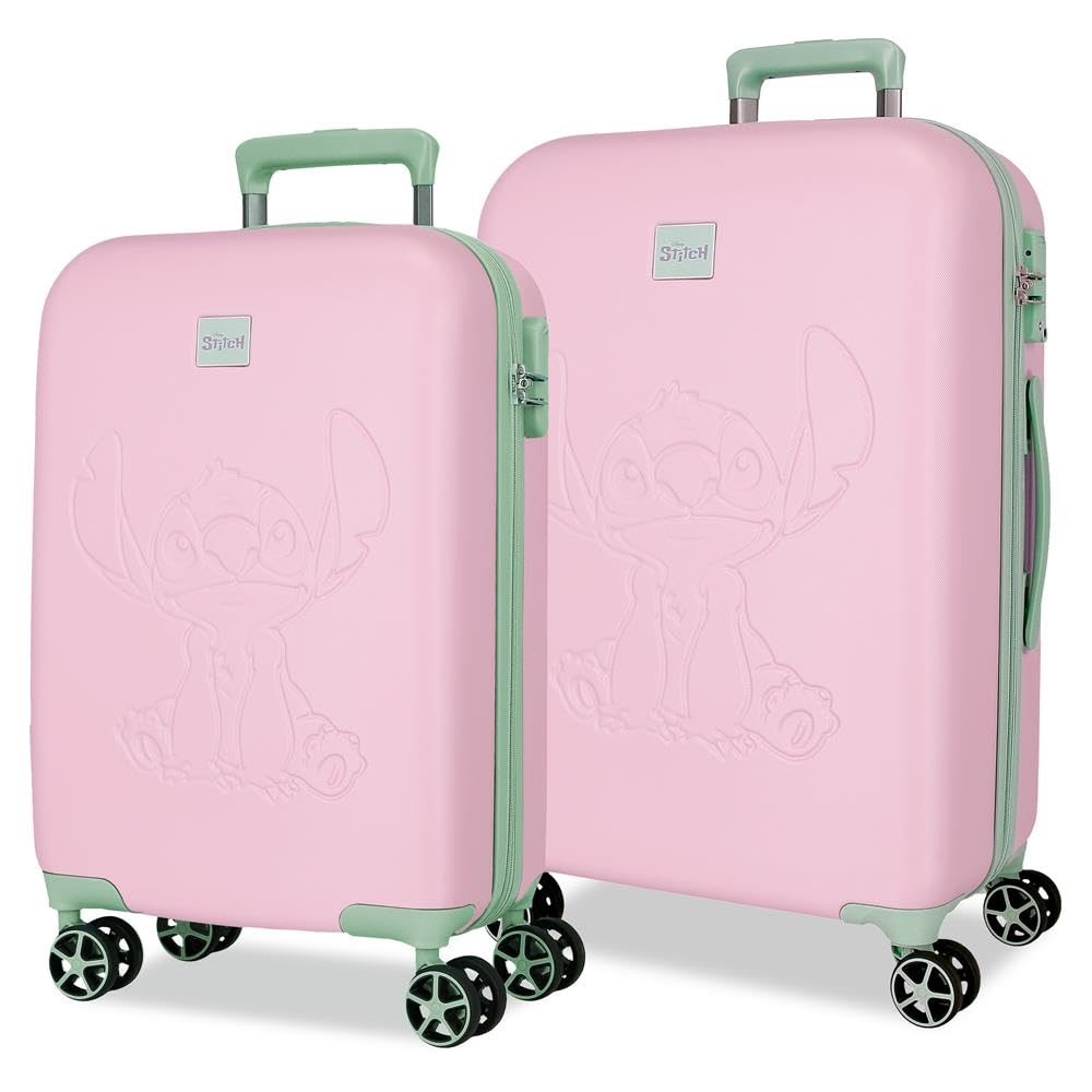 Joumma Disney Traveling with Stitch zestaw walizek różowy 55/60 cm sztywny 6,26 kg zamek TSA ABS 6,26 kg 100 l bagaż podręczny, Różowy kolor, Talla única, Zestaw walizek