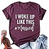 I Woke up Like This Married Shirt Women Cute Bride T-Shirt Wife just Married Honeymoon Top Tee Purple