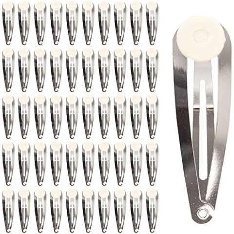 50 Pack Silver Metal Snap Hair Clips Cover