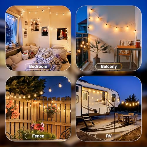 Ccinny 100FT Outdoor String Lights with Remote, Waterproof Connectable Dimmable G40 Patio Lights with 40+2 Shatterproof Edison LED Bulbs Plug in, Hanging Light for Outside Backyard Deck Garage Decor by Ccinny - Used condition - Image 9