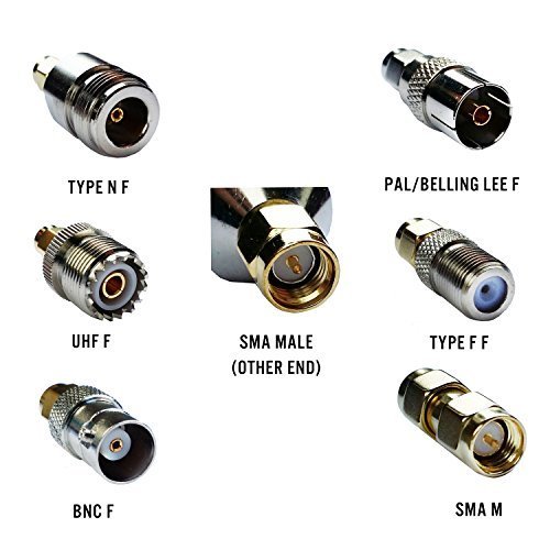 RTL-SDR Blog SMA Male to SMA M, BNC F, Type N F, Type F F, UHF F, PAL F Straight Adapters Kit