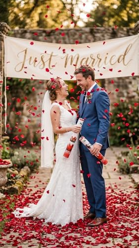 Image of Rose Petal Party Popper /Confetti for Anniversary, Party,Birthday, Wedding Celebration Flower Shower Launcher | Engagement, Reception, Photoshoot Decoration (Pack of 2Pcs) (30, ROSE)