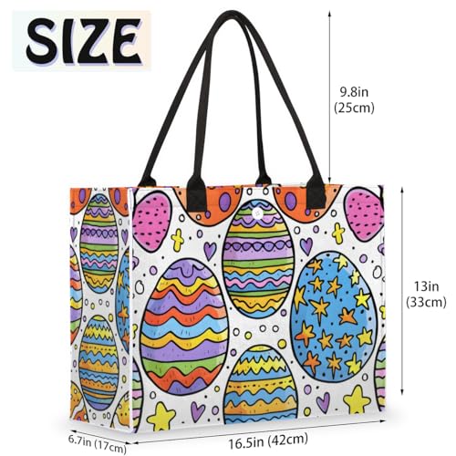 Hand-painted Easter Eggs Tote Bag for Women Large Beach Bag Reusable Tote Bags for Work Travel Beach Shopping2