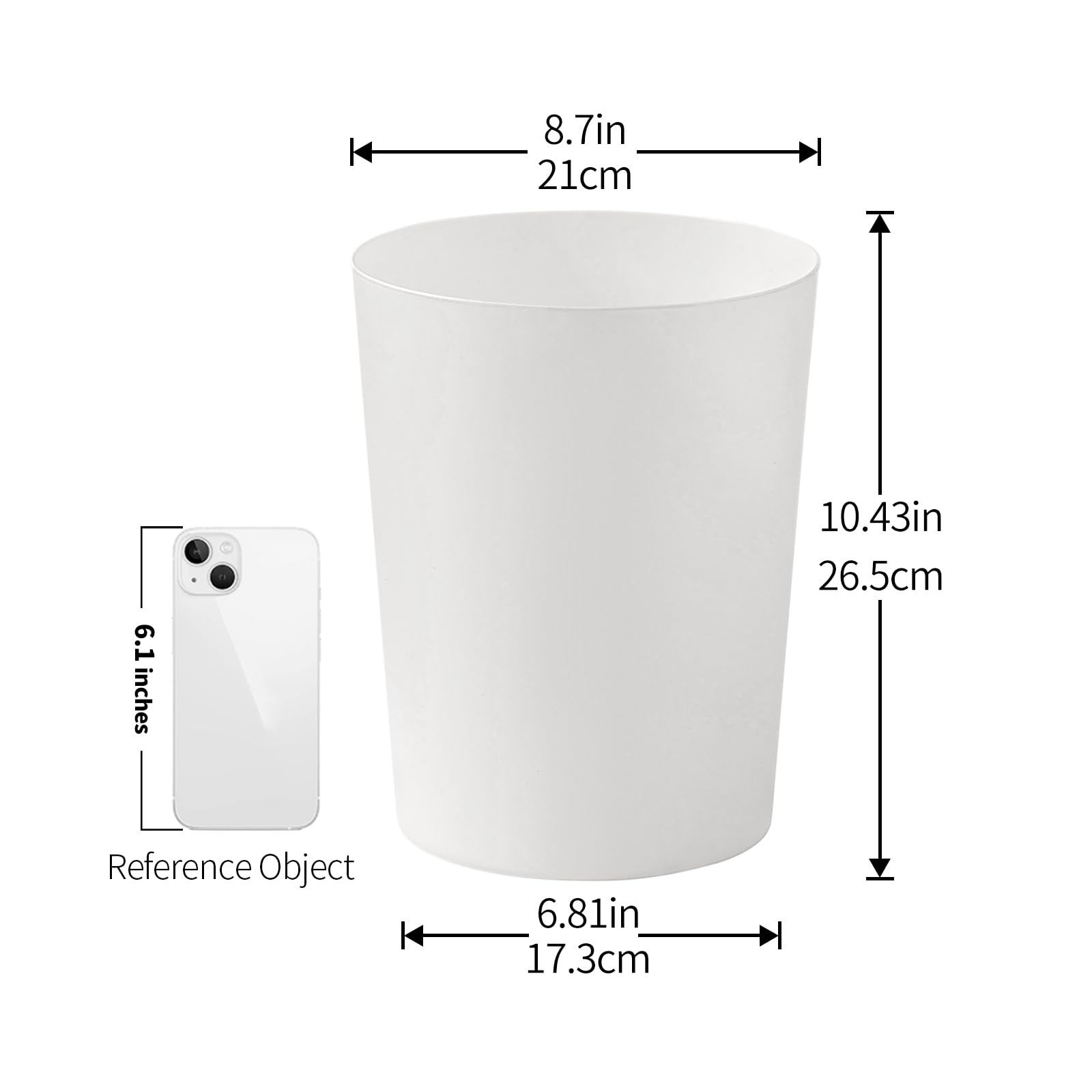 Cetomo 7.2L* 3 Set, Afvalmand Prullenbak, Afvalmand, Papierbak, Vuilnisbak voor Badkamers, Keuken, Thuiskantoren, Slaapzalen zwart