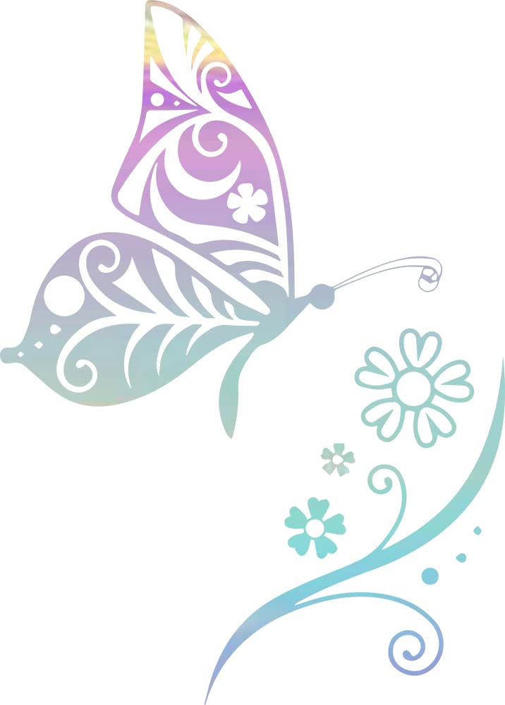 NBFU Inwrought Butterfly Flower 1 (Holographic Opal Purple) (Set of 2) Premium Waterproof Vinyl Decal Stickers for Laptop Phone Accessory Helmet Car