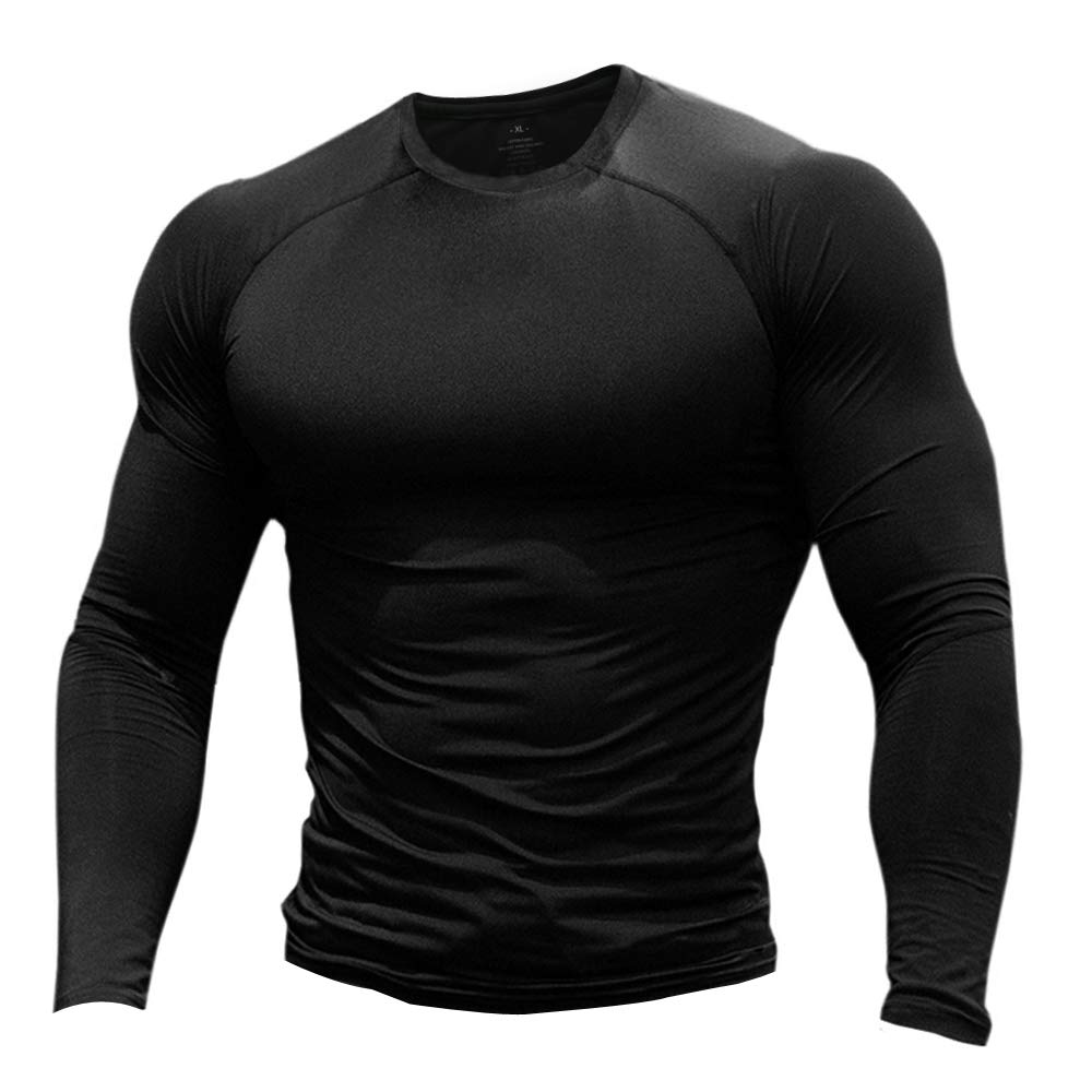 Muscle Alive Uomo Magro Stretto Compressione Livello Base Manica Corta Maglietta Bodybuilding Top Poliestere e Spandex