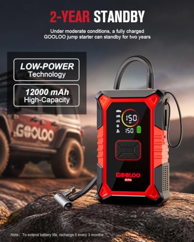 Image of GOOLOO A3 Pro 12V 3000A Portable Car Jump Starter with Air Compressor