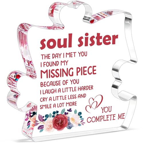 BdayPtion Sister Gifts from Sister, Soul Sister Birthday Gifts, Best Sister Ever Gifts, Soul Sister Gift Acrylic Decoration Sign/Plaque PC09