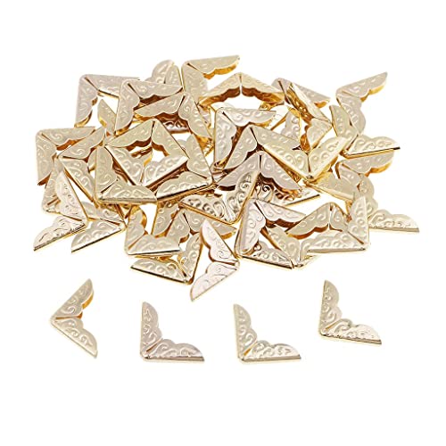 THE STYLE SUTRA® 50 Pieces Book Scrapbook Photo Album Menus Corner Protectors 14x14mm Gold | 50 Pieces Metal Scrapbook Corners