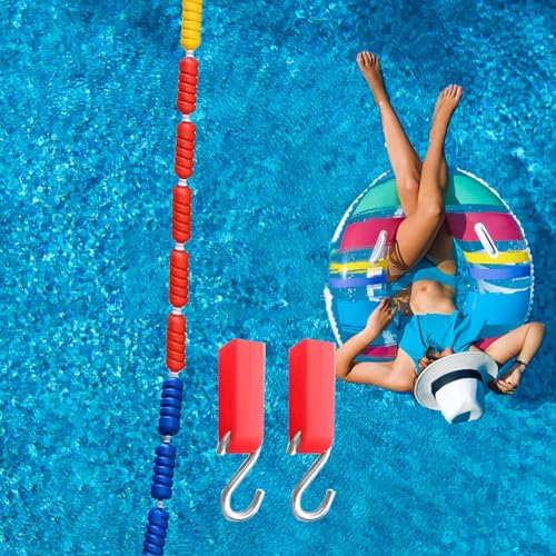Safety Divider Rope and Float Line with 2 Hooks, Professional Swimming Pool Competition Safety Rope with Floating Buoys, 5 10 20 30 50 M Long Pool Boundary Rope (Size : 25m/82ft Long)