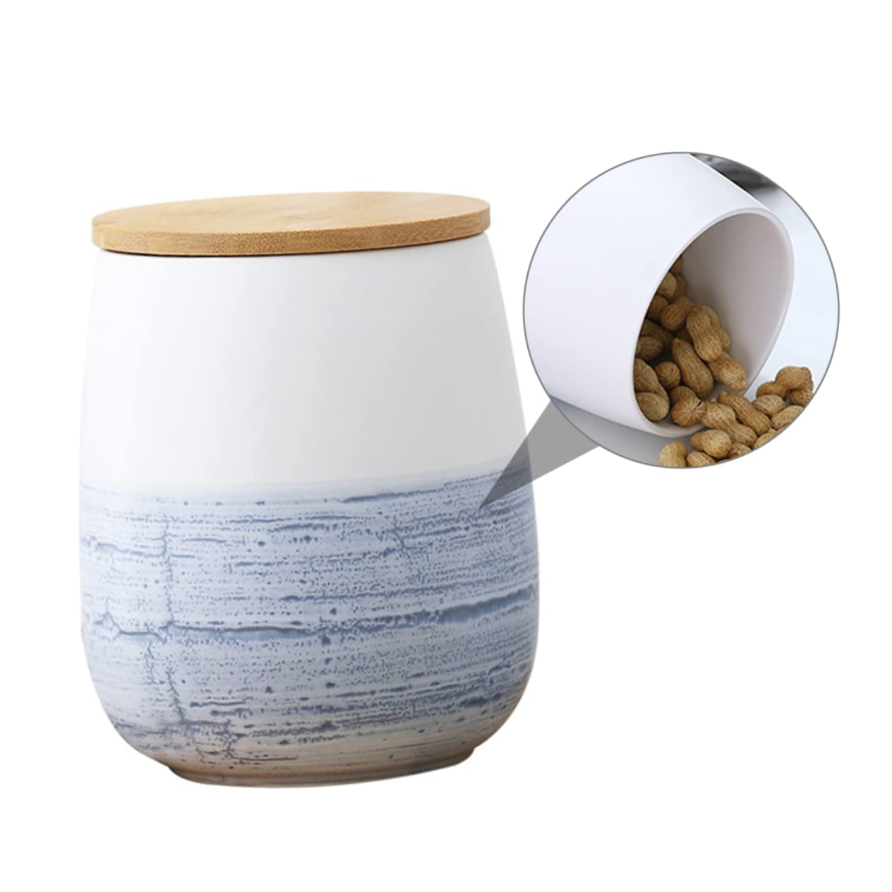 PRETYZOOM Contenedor Hermético De Cerámica Para Alimentos Para Dulces y Cereales Tapa De Madera